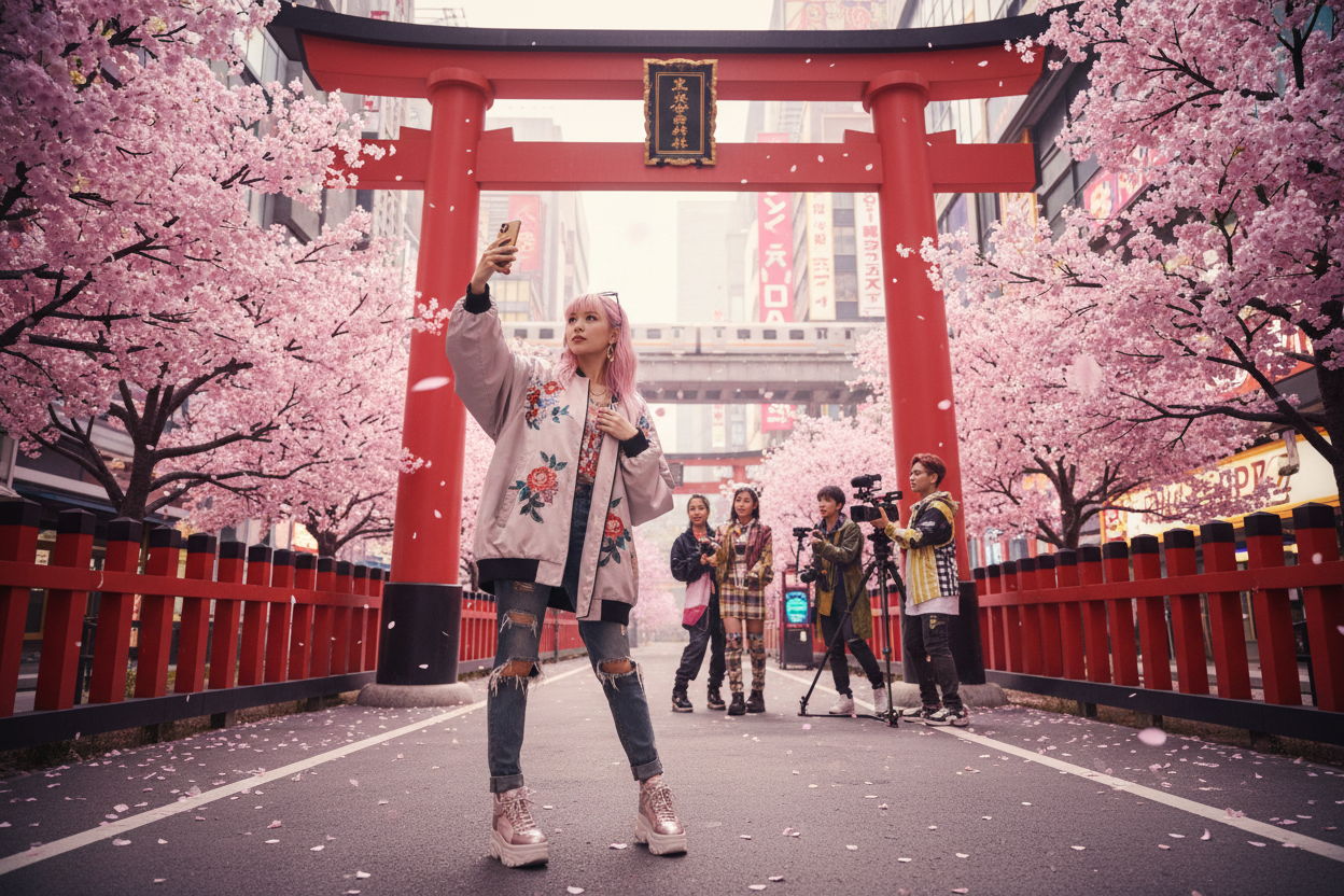 Japanese Culture Creator Network - cherry blossoms and Tokyo street style with influencers