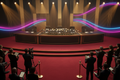 Media Relations & PR - elegant press conference with microphones and spotlights